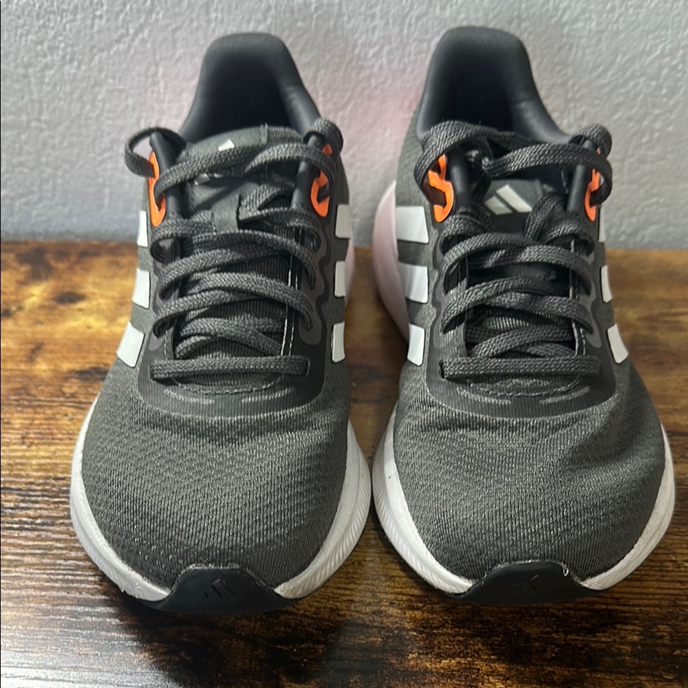 Adidas Gray and White Sneakers with Orange/Pink Accents